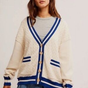 NWT We The Free People Varsity Cardi Sz Medium Oversized